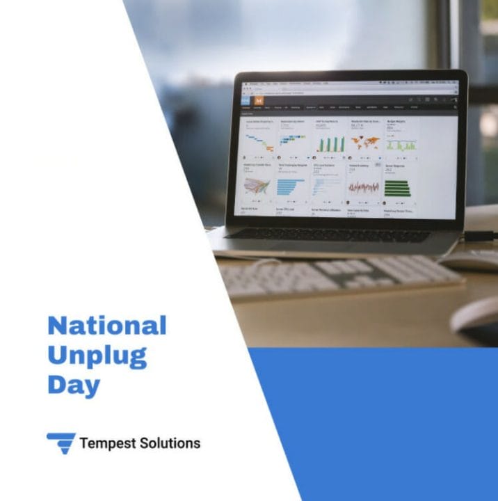 Laptop on desk National Unplug Day