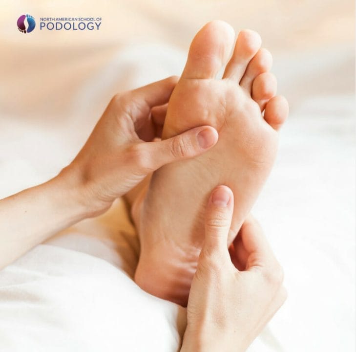A person giving a foot massage