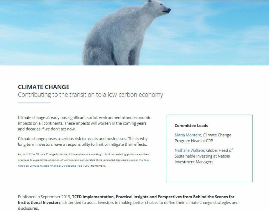 The Investor Leadership Network climate change.