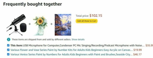 Amazon Recommends Items "Frequently Bought Together" During Checkout Process