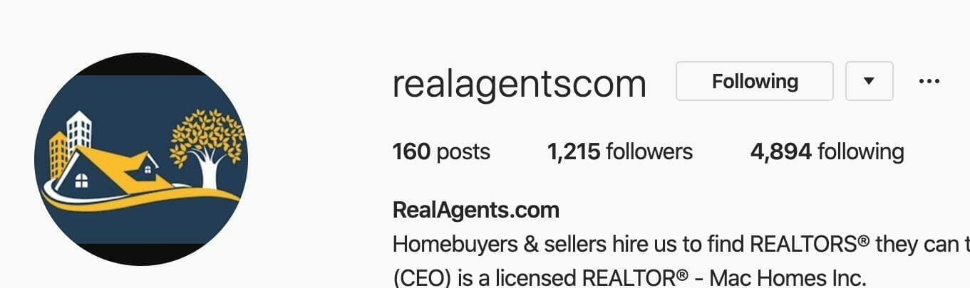 RealAgents.com Instagram